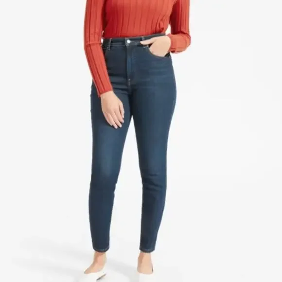Everlane The Authentic Stretch High Rise Ankle Skinny Blue Denim Jean Size 24 - Picture 1 of 15